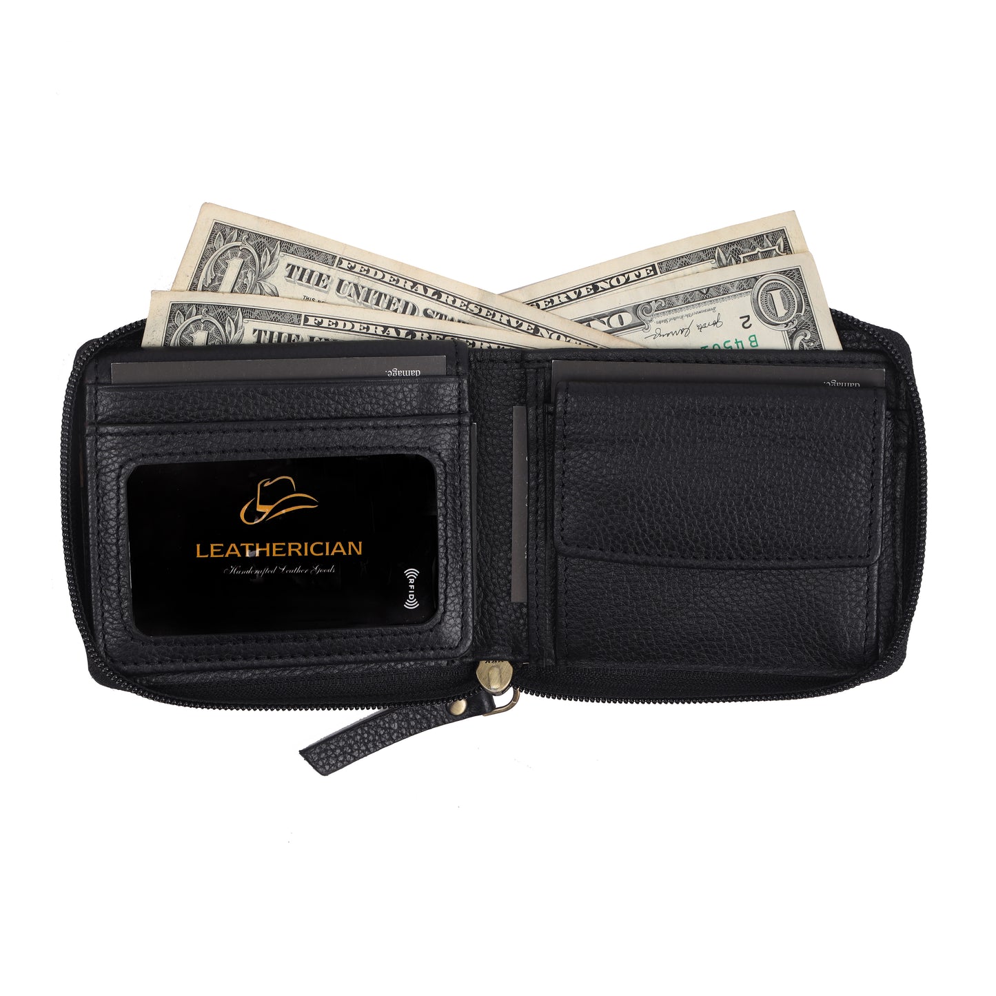 Zip Around Leather Wallet