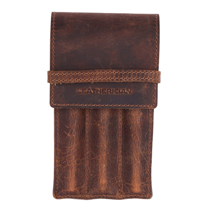 Vintage Leather Pen Case 3 Slots