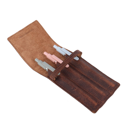 Vintage Leather Pen Case 3 Slots