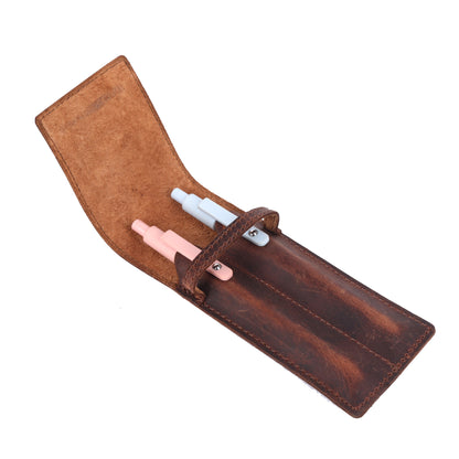 Vintage Leather Pen Case 2 Slots