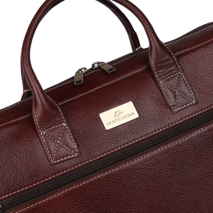 Alferd Leather Laptop Bag-Brown