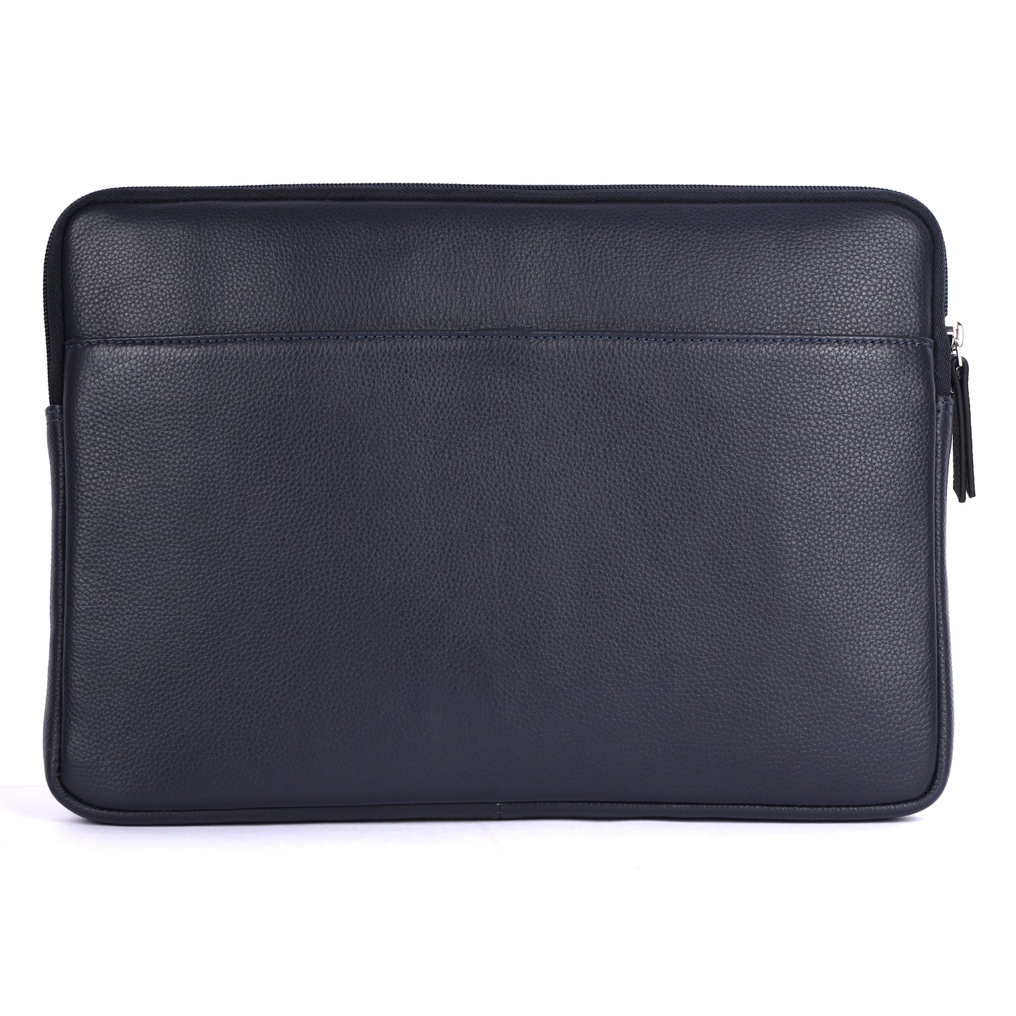 Black leather laptop sleeve on a white background