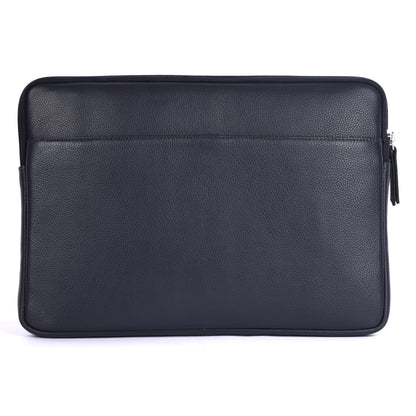 Black leather laptop sleeve on a white background